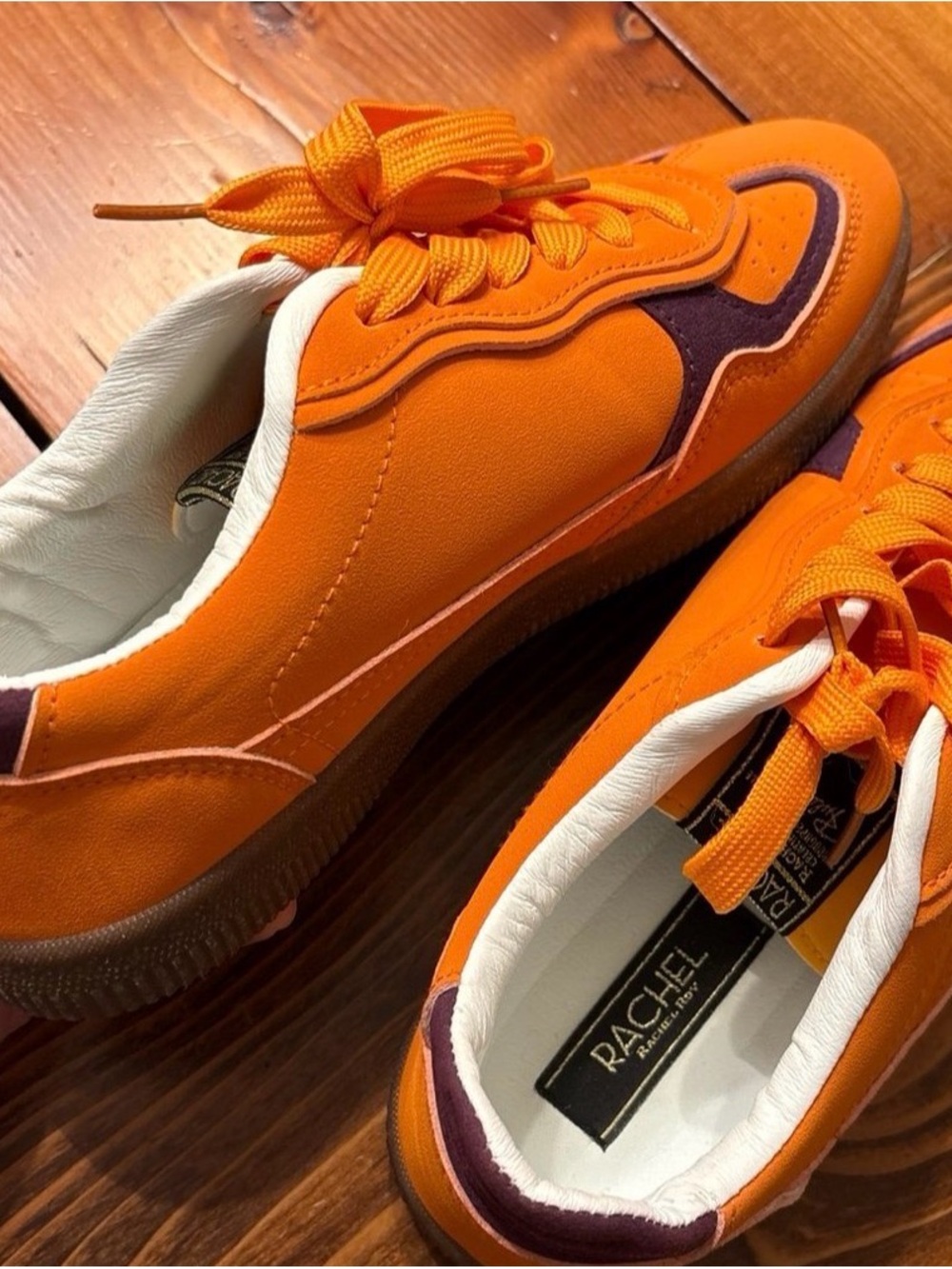 Rachel Roy Orange Sneakers with Purple Accents